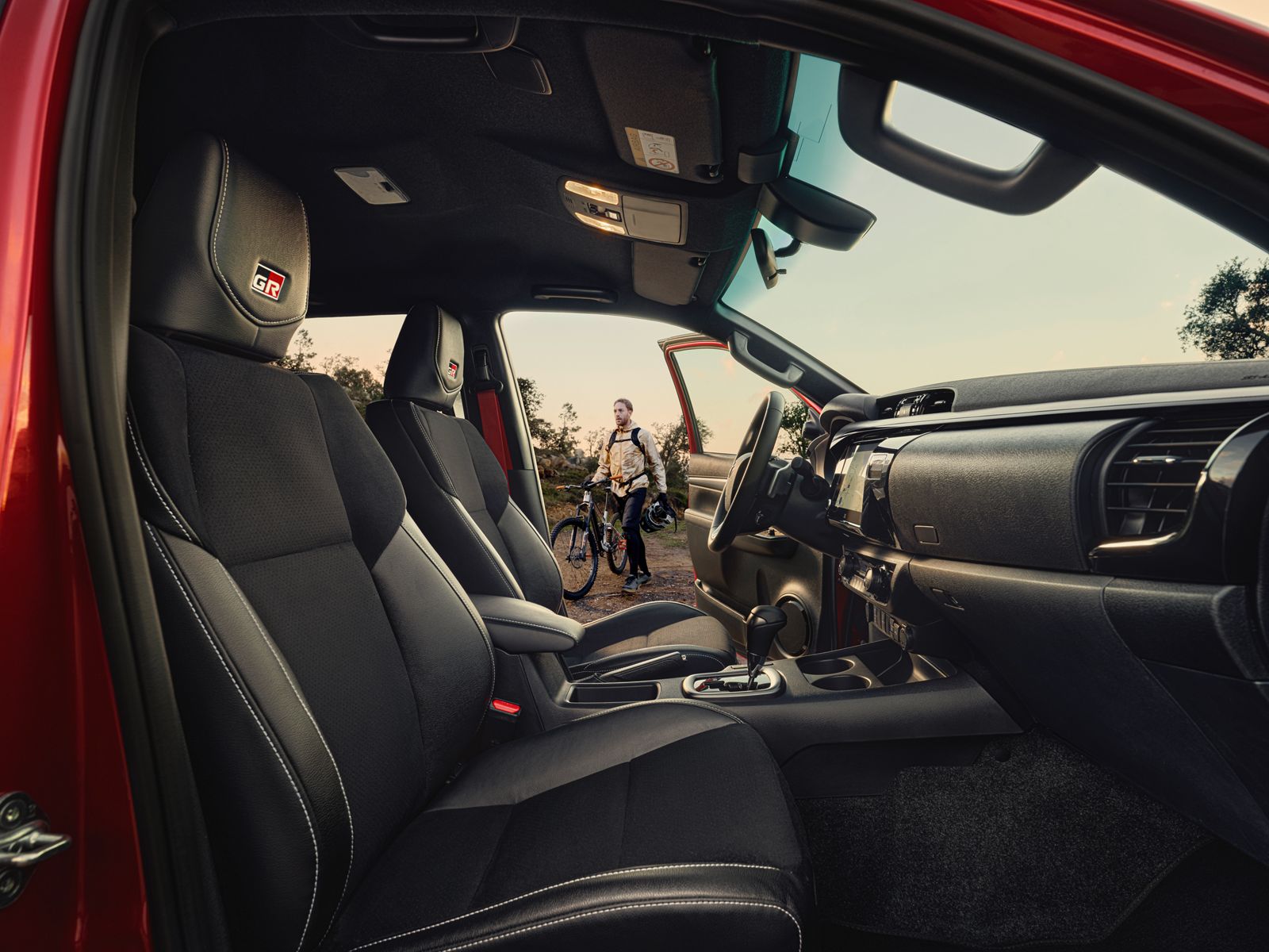 Interior of the Hilux GR SPORT II, featuring racing-style seats